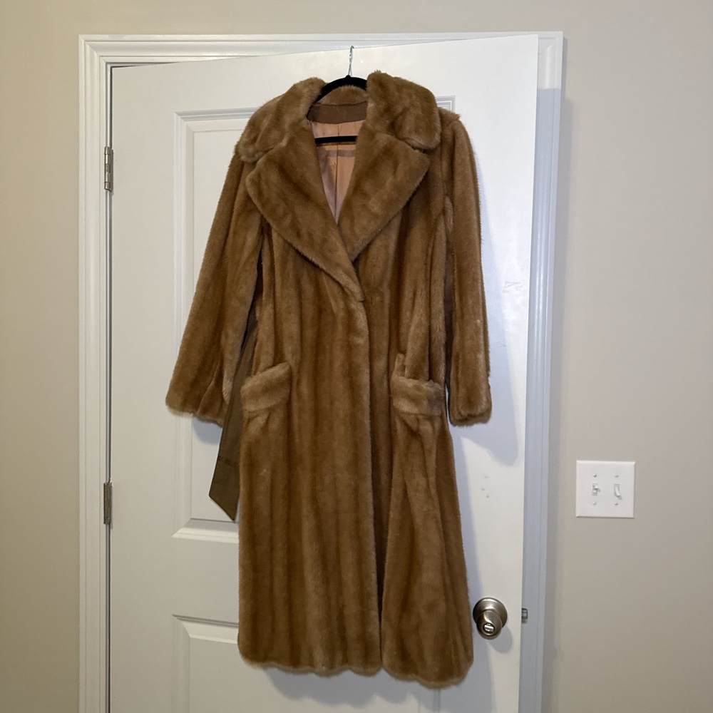 Vintage Tan Faux Fur Coat